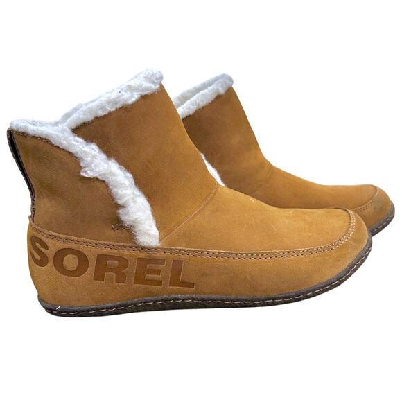 Sorel Nakisha Bootie Shearling Ankle Boot Camel Brown - Picture 5 of 10